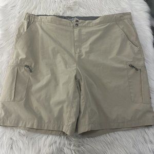 Reel Life mens XXL beige fishing shorts lined utility cargo pocket Flaw*
